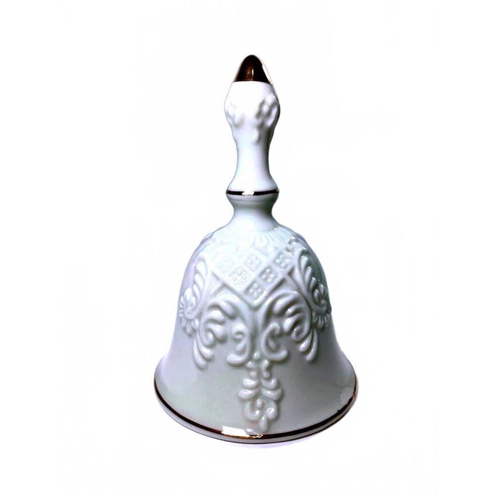 Elegant Vintage Baum Bros Porcelain Bell with Gold Accents